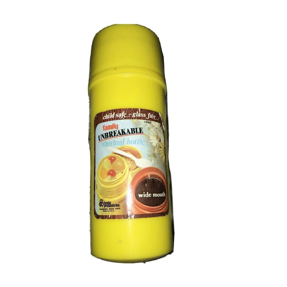 Vintage Family Products Yellow Thermos Bottle